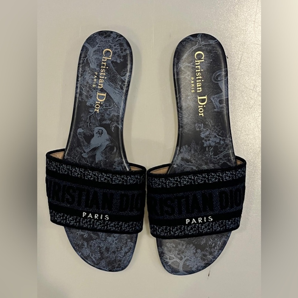 Dior DWay Blue and Black Slide Sandals - Picture 5 of 9